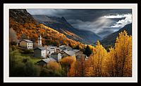 landscape of fuipiano imagna in autumn --ar 169